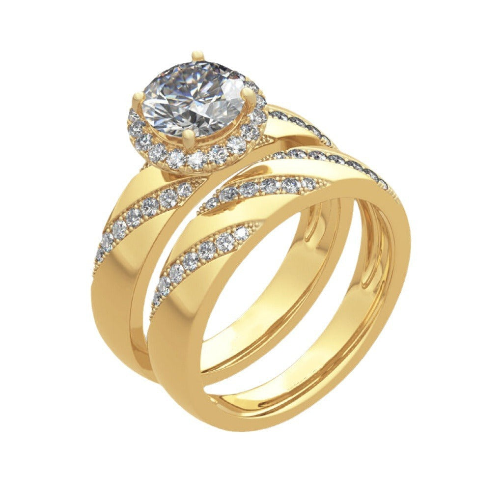 Micro Inlaid Zircon Couple Rings Women's Fashion Wedding Ring