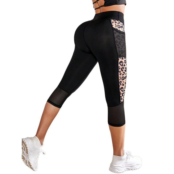 Female Leopard Splicing High Waist Yoga Pants