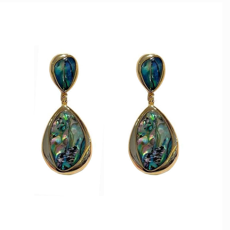 Light Luxury Abalone Shell Water Drop Dangle Earrings