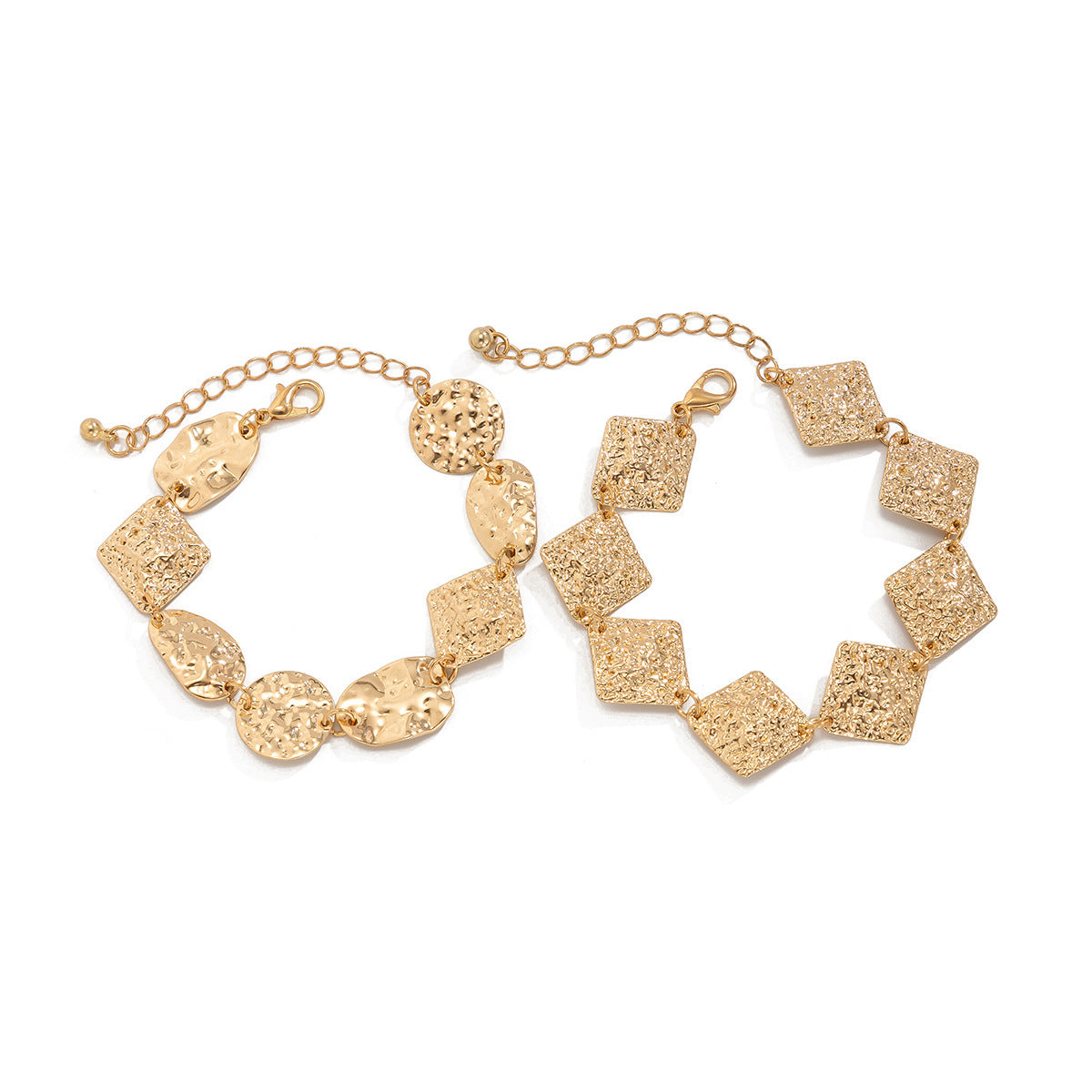 Punk Niche Geometric Square Hammered Round Bracelet