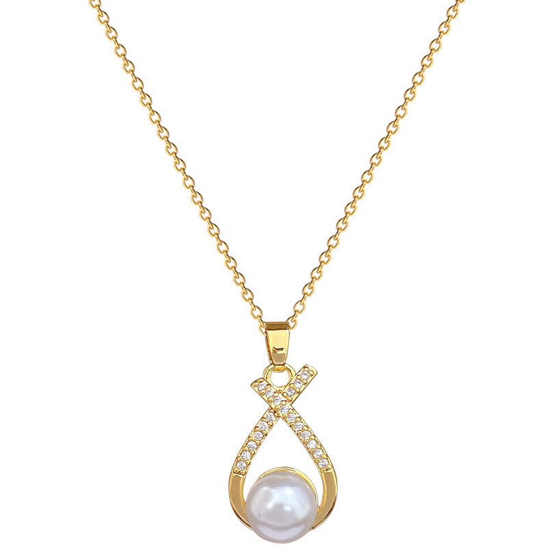 Necklace Women's Copper Micro Inlaid Real Gold Electroplating Ins