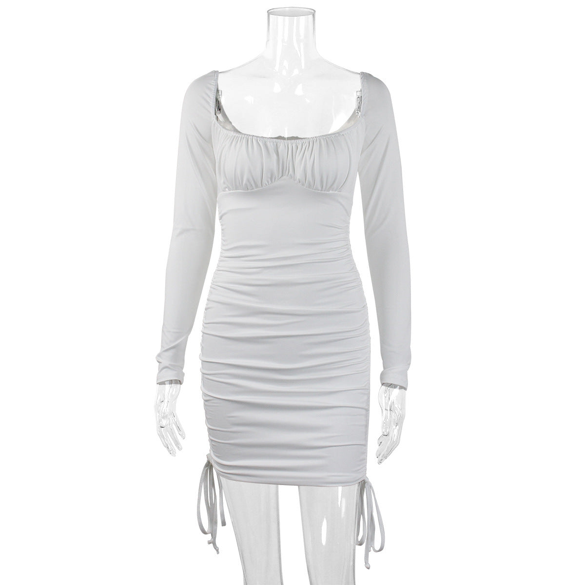 Autumn And Winter Short Sleeve New Women's Drawstring Dress