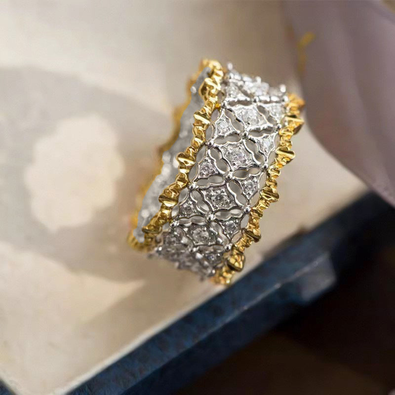 Hollow Color Zircon Affordable Luxury Fashion High-grade Ring Female