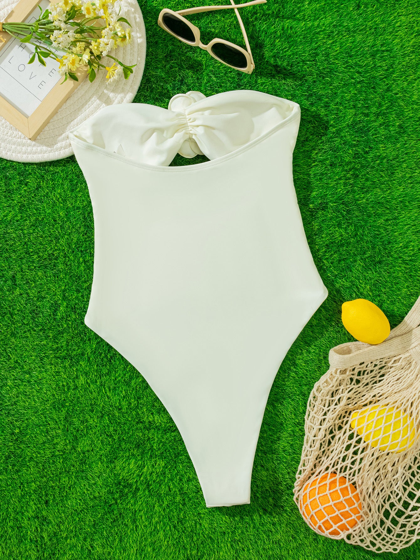Three-dimensional Flower Women's One-piece Swimming Suit