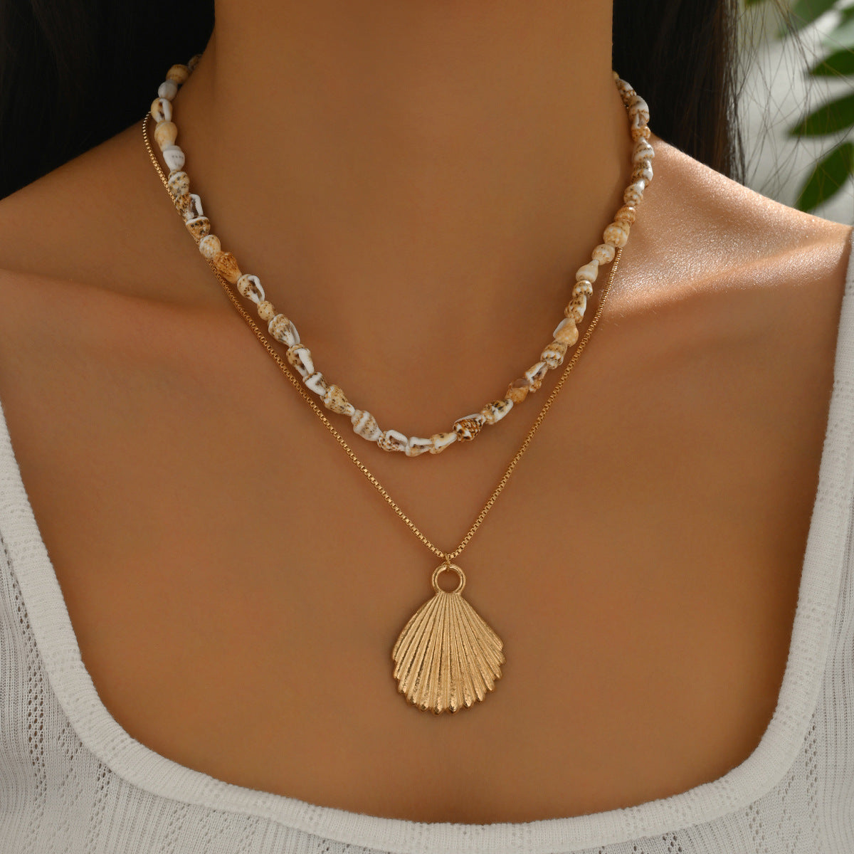 Simple Metal Shell Pendant Temperament Wild Design Conch Clavicle Chain