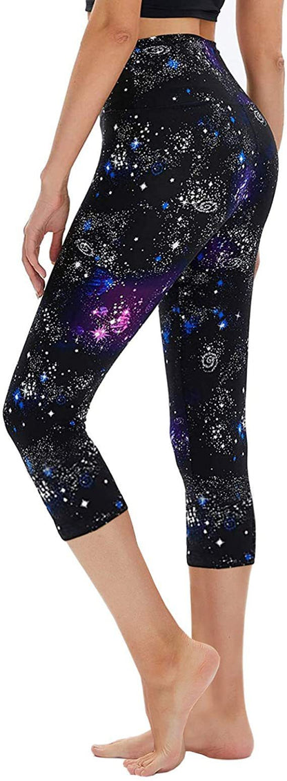 Slimming Cropped Pants High Waist Print Leggings