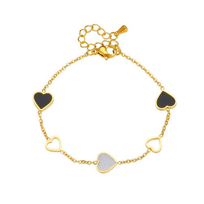 Minority Design Black And White Openwork Love Titanium Steel Chain Simple Bracelet