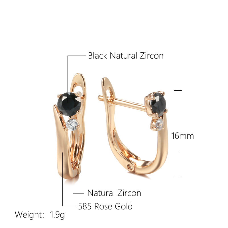 Black Agate Earrings Women's Simple Cold Wind Gold Dignified Ear Clips