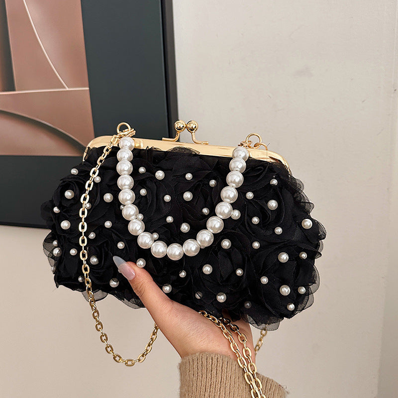 Women's Dinner Flower Clipped Button Shell Bag