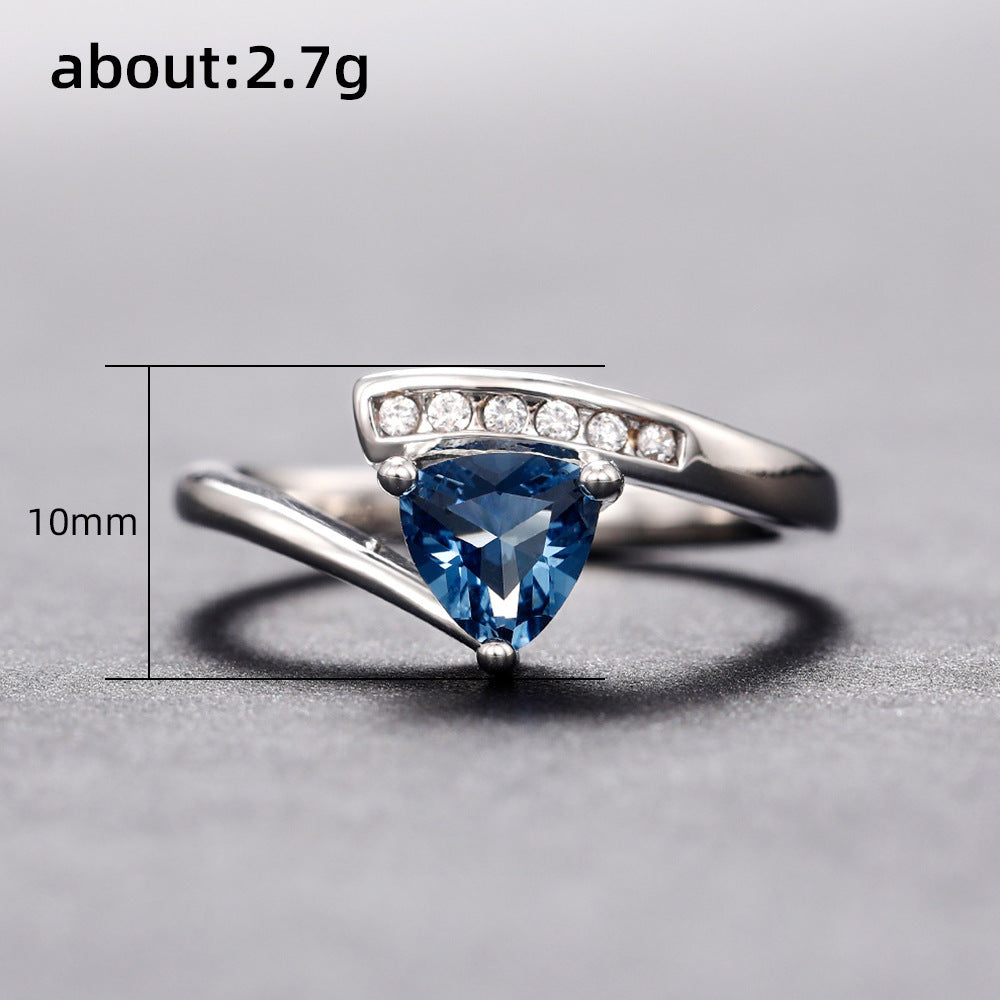 Women's Twisted Arm Micro-inlaid Blue Black Zircon Ring