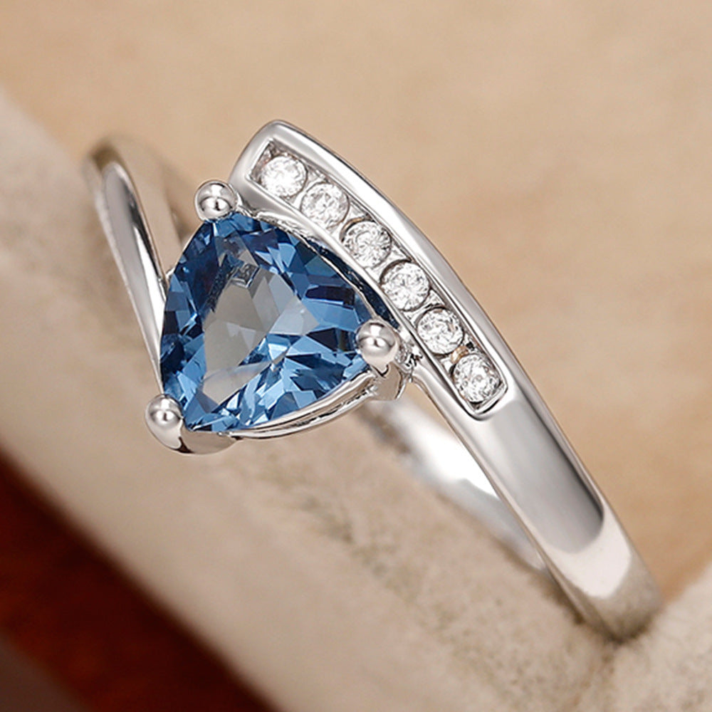 Women's Twisted Arm Micro-inlaid Blue Black Zircon Ring