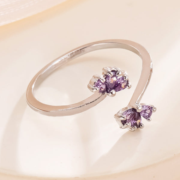 Zircon Purple Petal Ring Female Special-interest Design