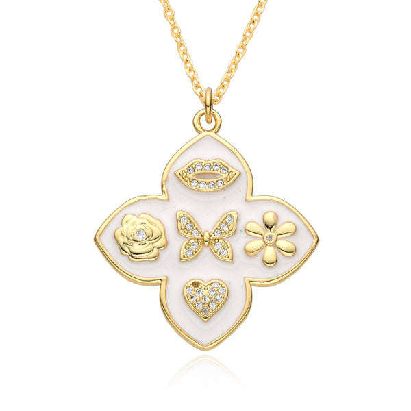 Flower Ornament Fashion Trend Micro-inlaid Drip Necklace