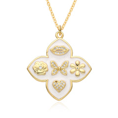 Flower Ornament Fashion Trend Micro-inlaid Drip Necklace