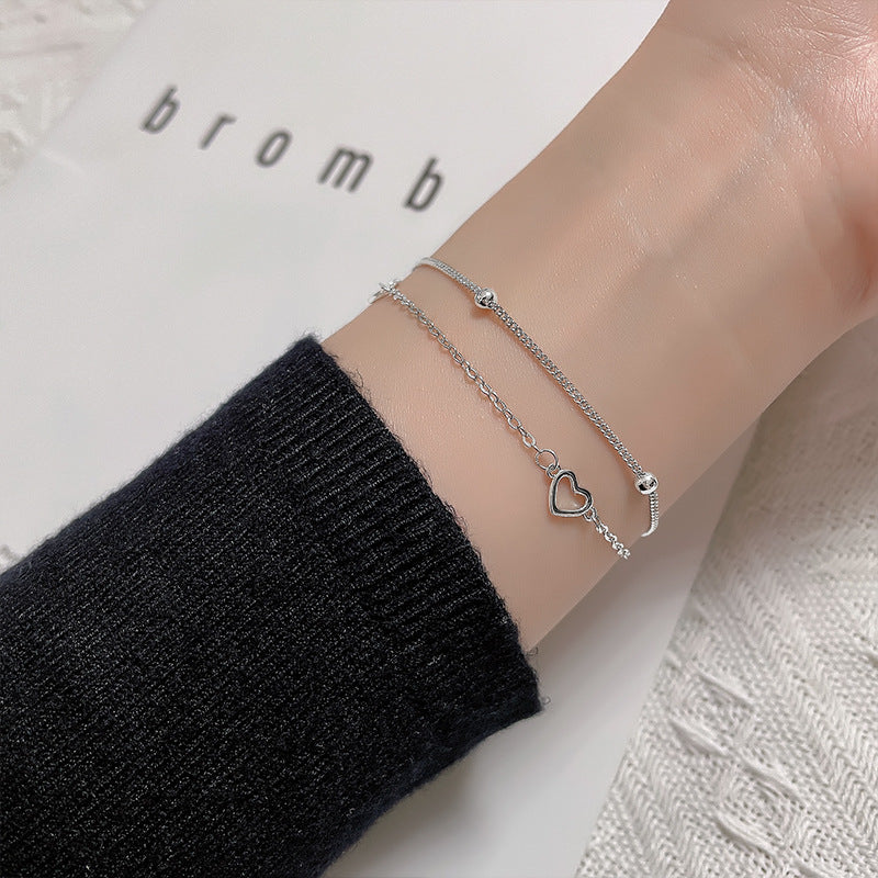 Double-layer Hollow-out Heart Bracelet Women's Fashion Temperament