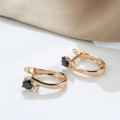 Black Agate Earrings Women's Simple Cold Wind Gold Dignified Ear Clips