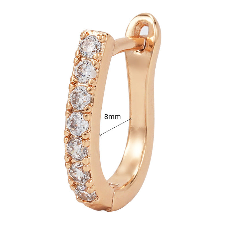 U-shaped Zircon Earrings Micro-inlaid Fashion