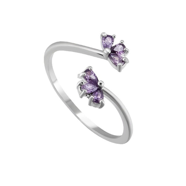 Zircon Purple Petal Ring Female Special-interest Design