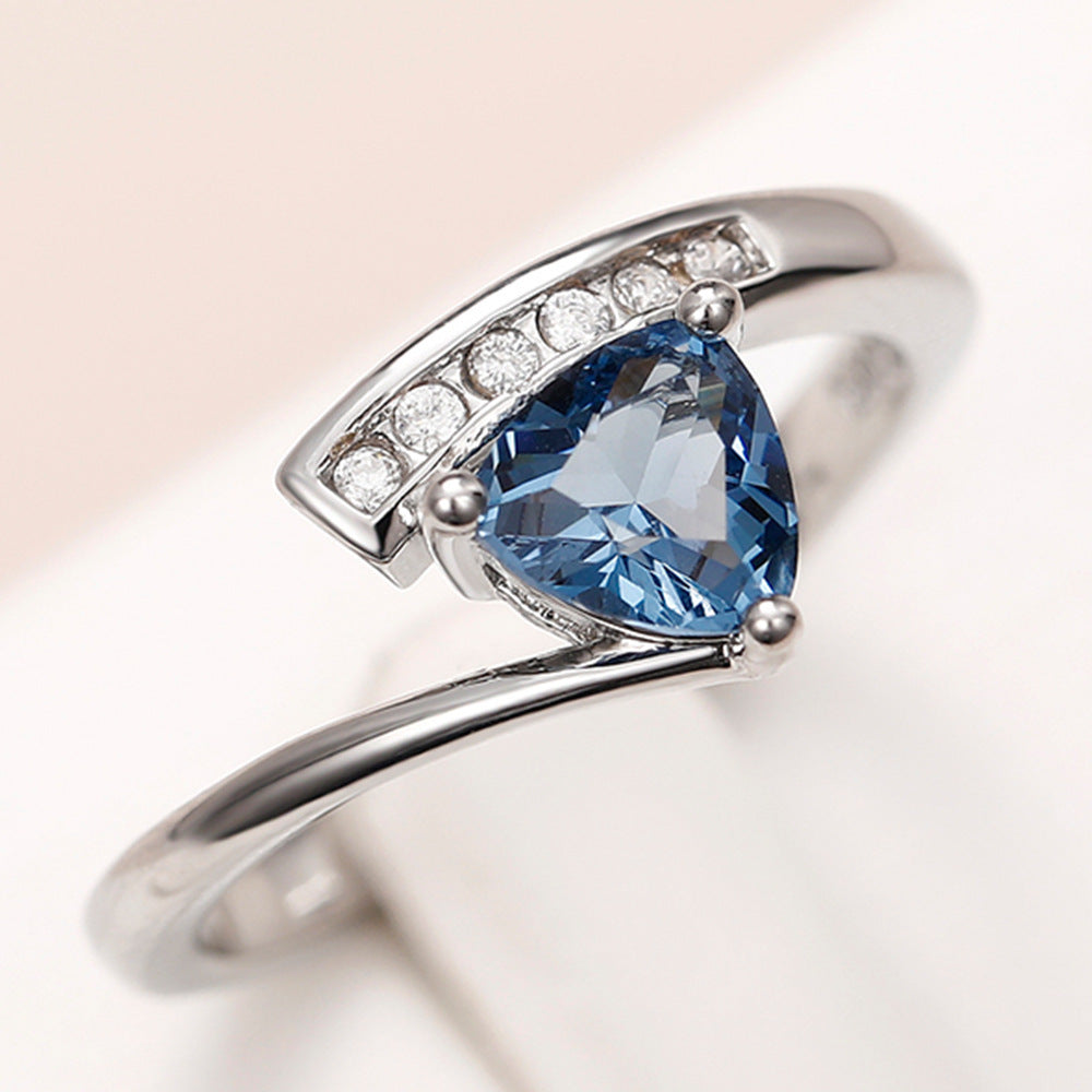 Women's Twisted Arm Micro-inlaid Blue Black Zircon Ring