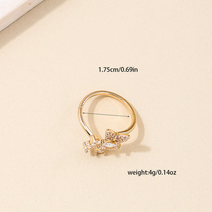 Exquisite Butterfly Zircon Opening Women's Ring