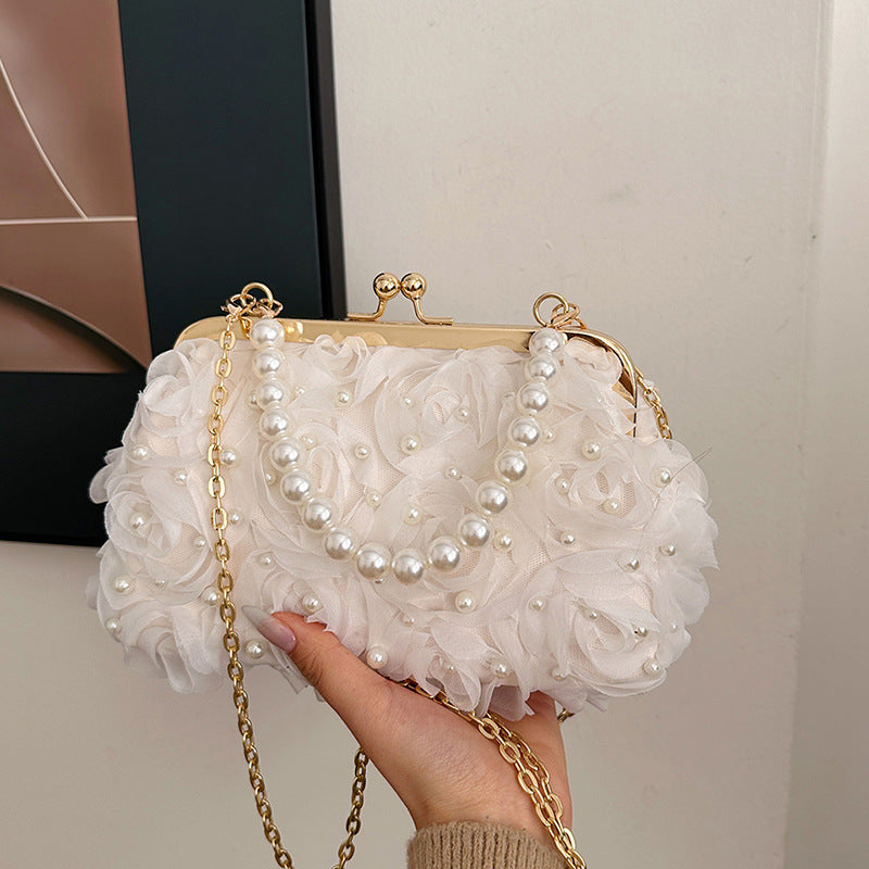 Women's Dinner Flower Clipped Button Shell Bag
