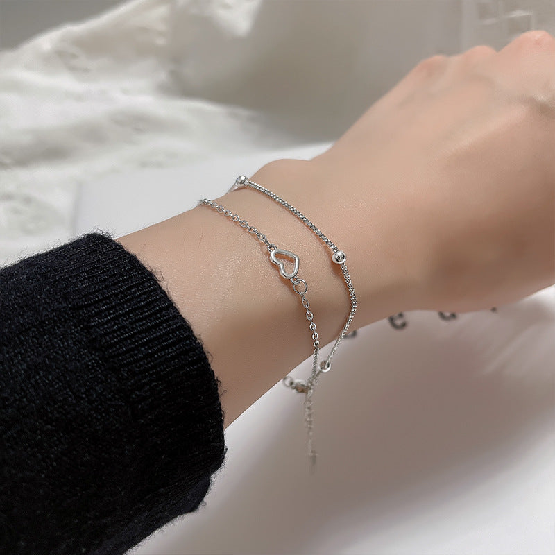 Double-layer Hollow-out Heart Bracelet Women's Fashion Temperament