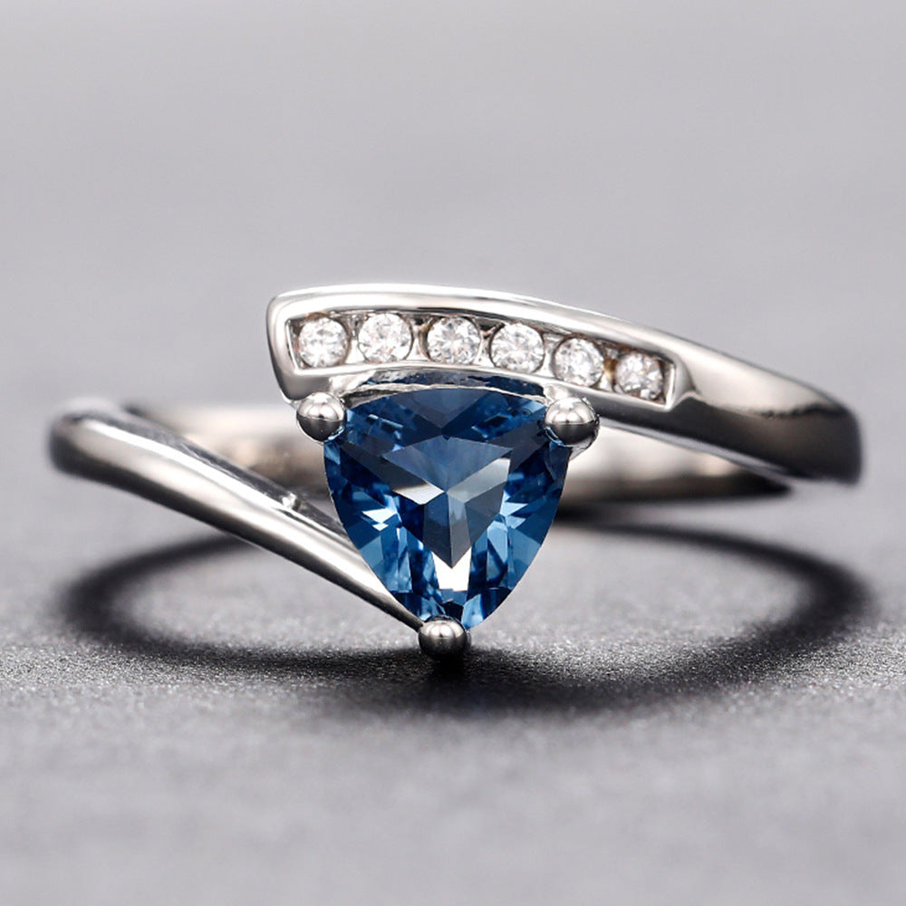 Women's Twisted Arm Micro-inlaid Blue Black Zircon Ring