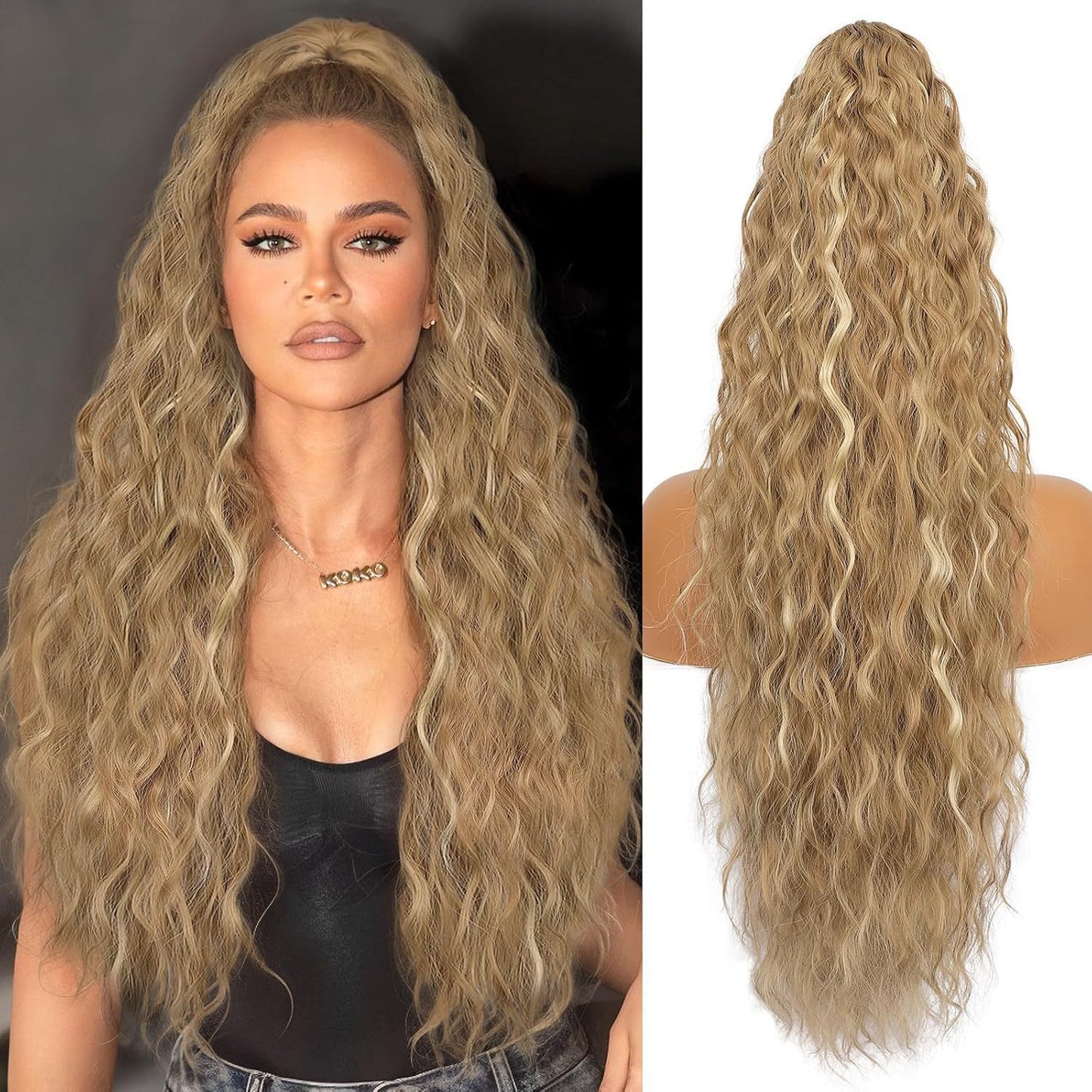 Grip Ponytail Fluffy Long Curly Hair Horse Tail Wig