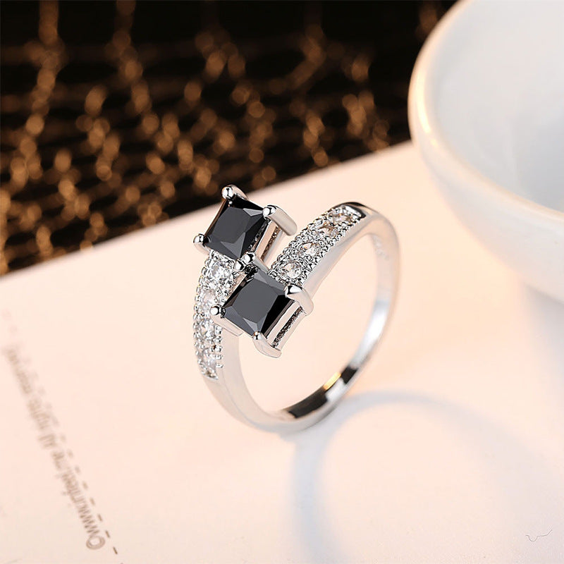 Retro Non-fading Niche Advanced Simple Zircon Ring