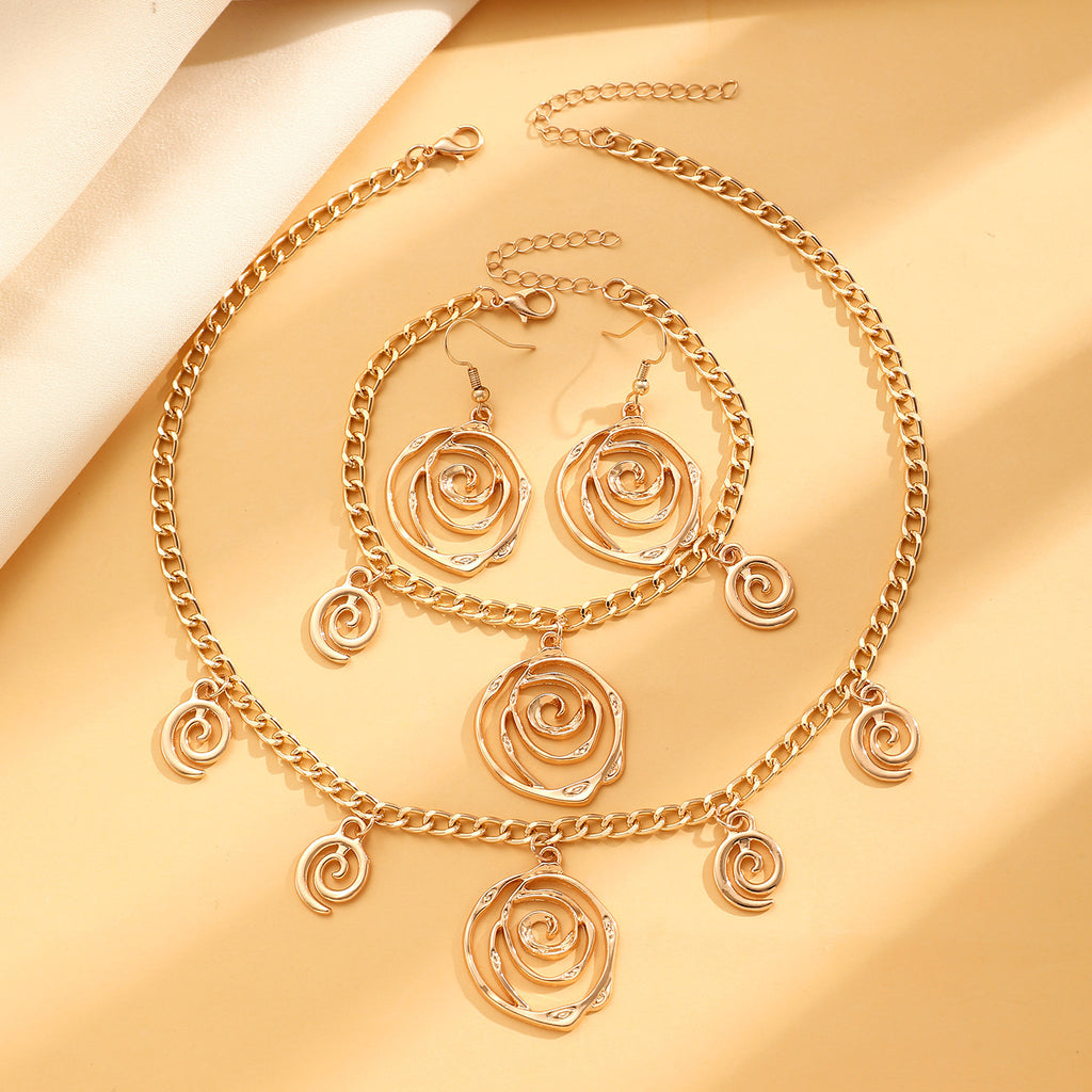 Spiral Donut Bracelet Earrings Necklace Personalized Minority Elegant High Sense Necklace Female