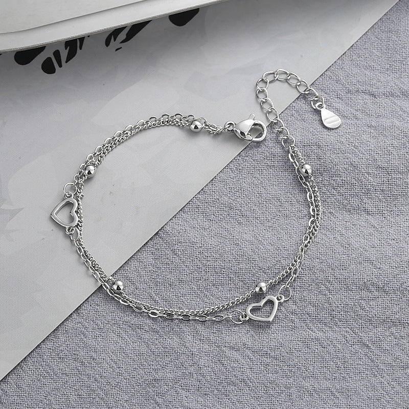 Double-layer Hollow-out Heart Bracelet Women's Fashion Temperament