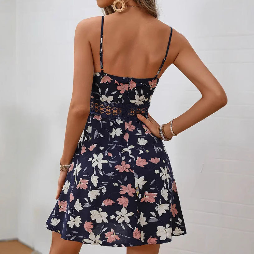 Women's Elegant Lace Splicing Sling Sexy Slim Dress