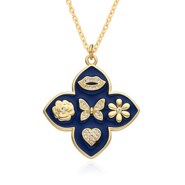 Flower Ornament Fashion Trend Micro-inlaid Drip Necklace