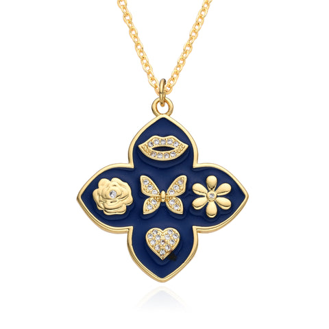 Flower Ornament Fashion Trend Micro-inlaid Drip Necklace