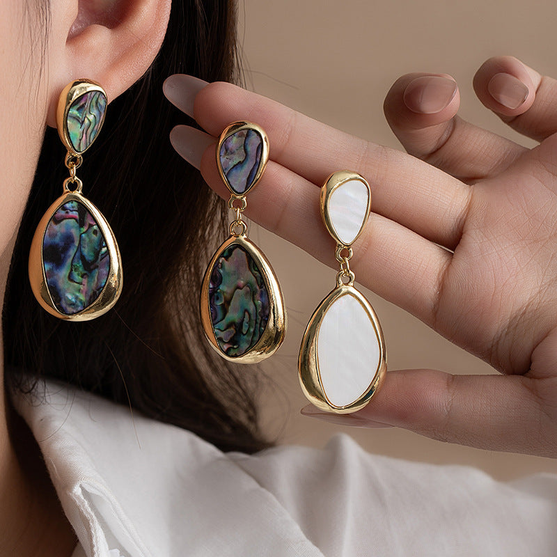 Light Luxury Abalone Shell Water Drop Dangle Earrings