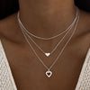 3-piece Double-heart Pendant Necklace Set