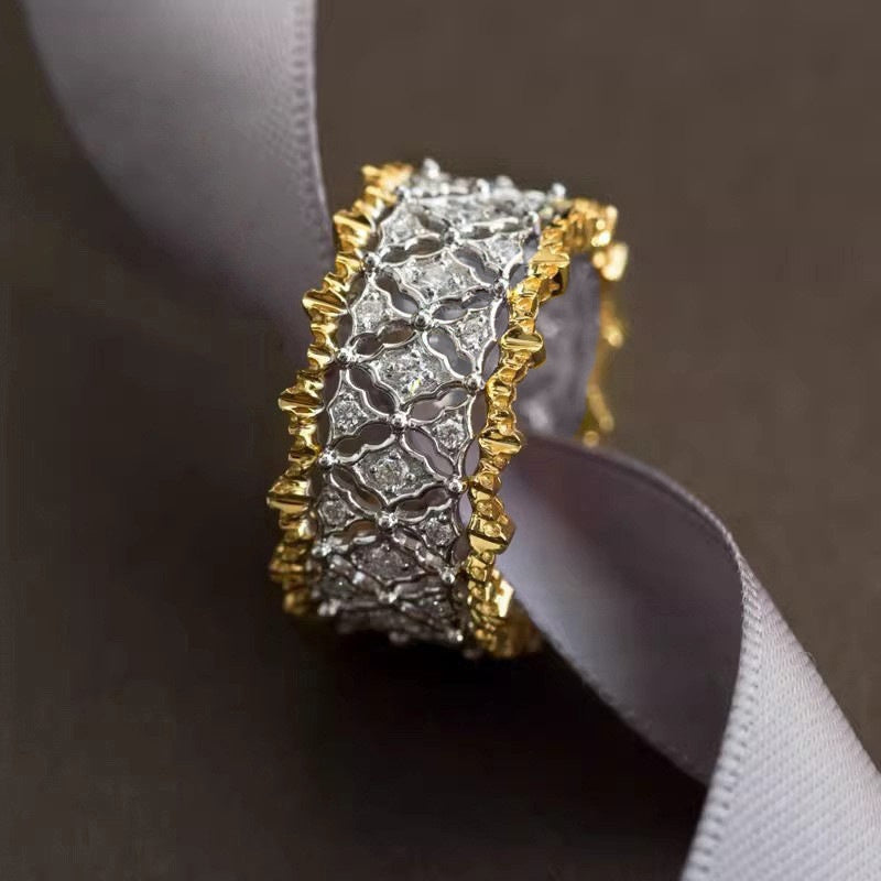 Hollow Color Zircon Affordable Luxury Fashion High-grade Ring Female