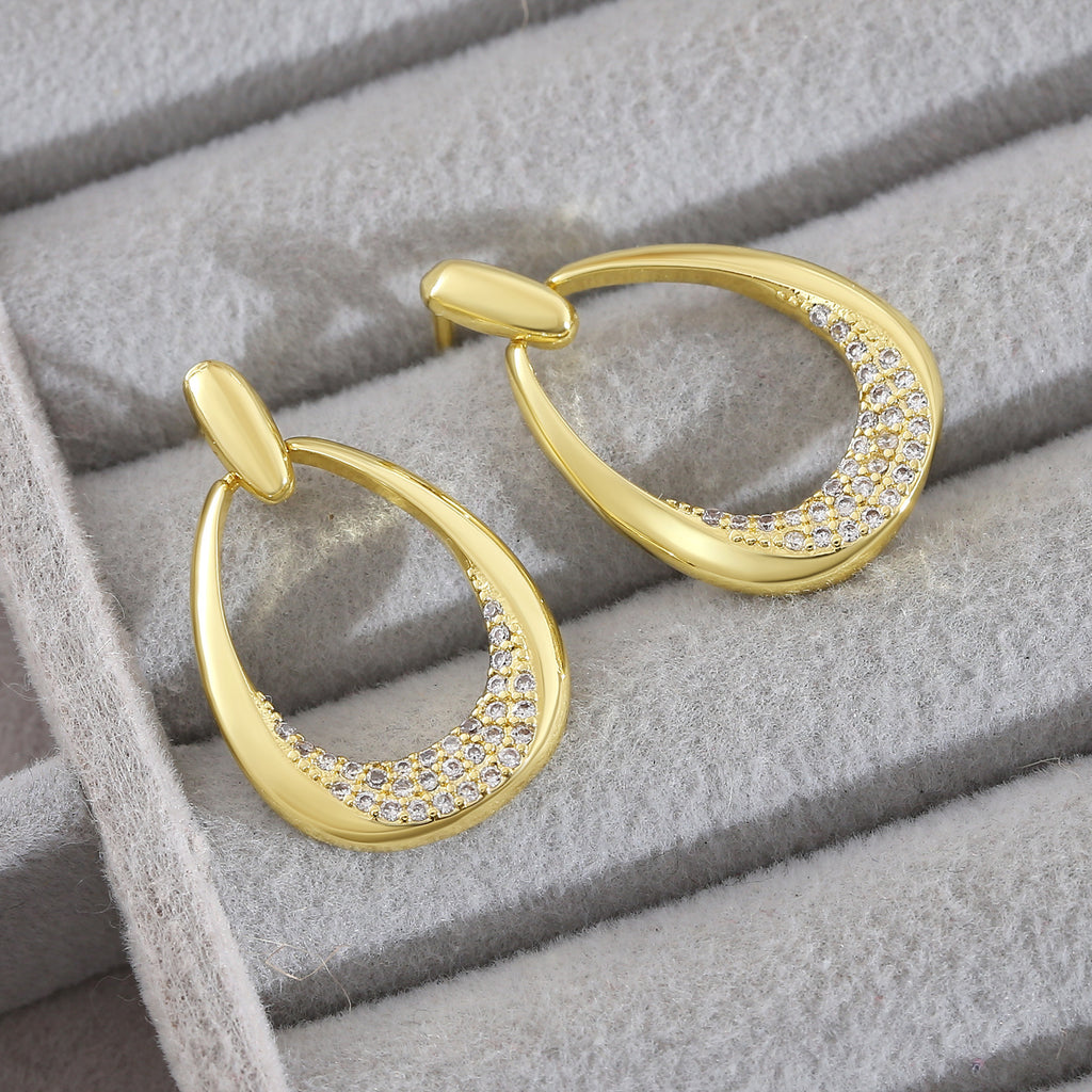 Simple Zircon Unique Design Ear Ring Light Luxury Geometric Ring Earrings