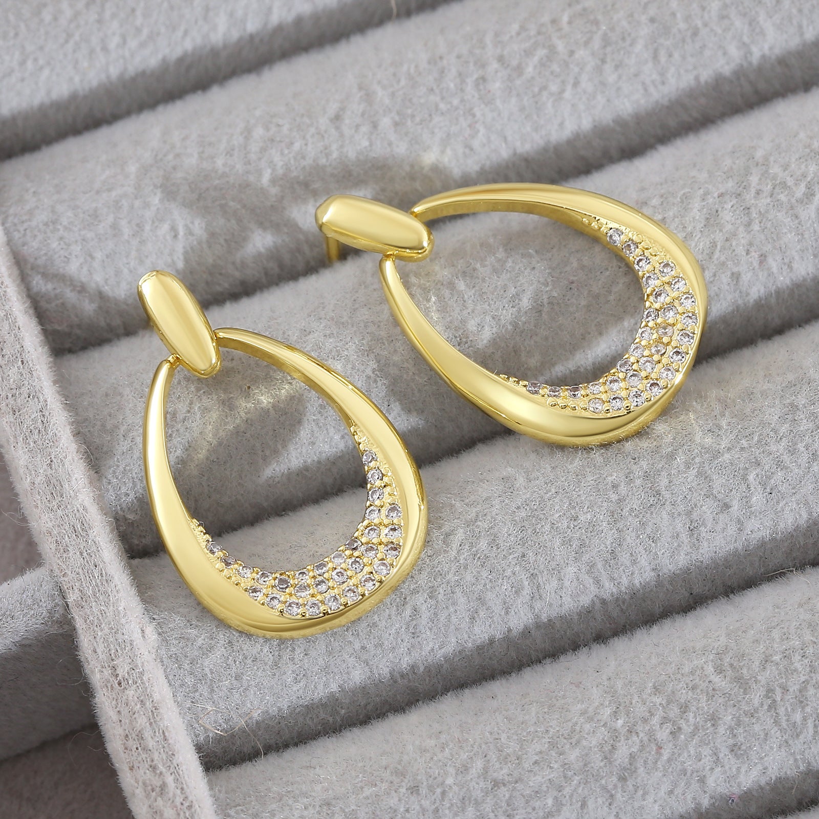 Simple Zircon Unique Design Ear Ring Light Luxury Geometric Ring Earrings