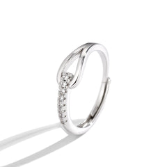 925 Silver Diamond-embedded Lubert's Tears Open Ring For Women