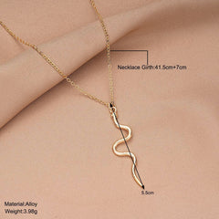 Stylish Graceful Simple Rose Gold Snake Pendant Necklace