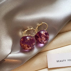 Purple Gold Foil Ball Earrings Minority Women