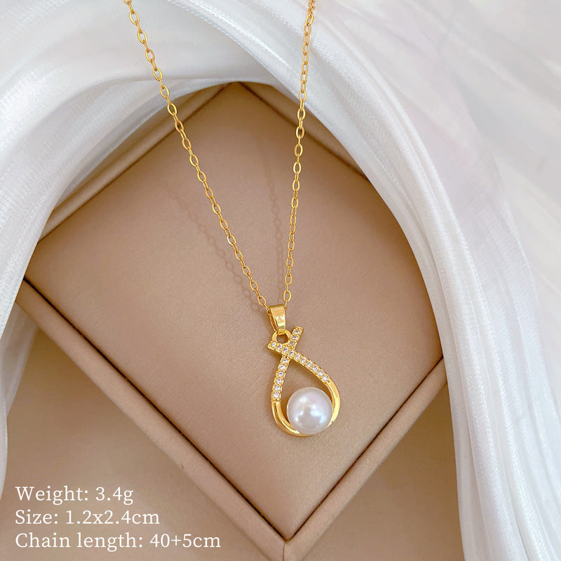 Necklace Women's Copper Micro Inlaid Real Gold Electroplating Ins