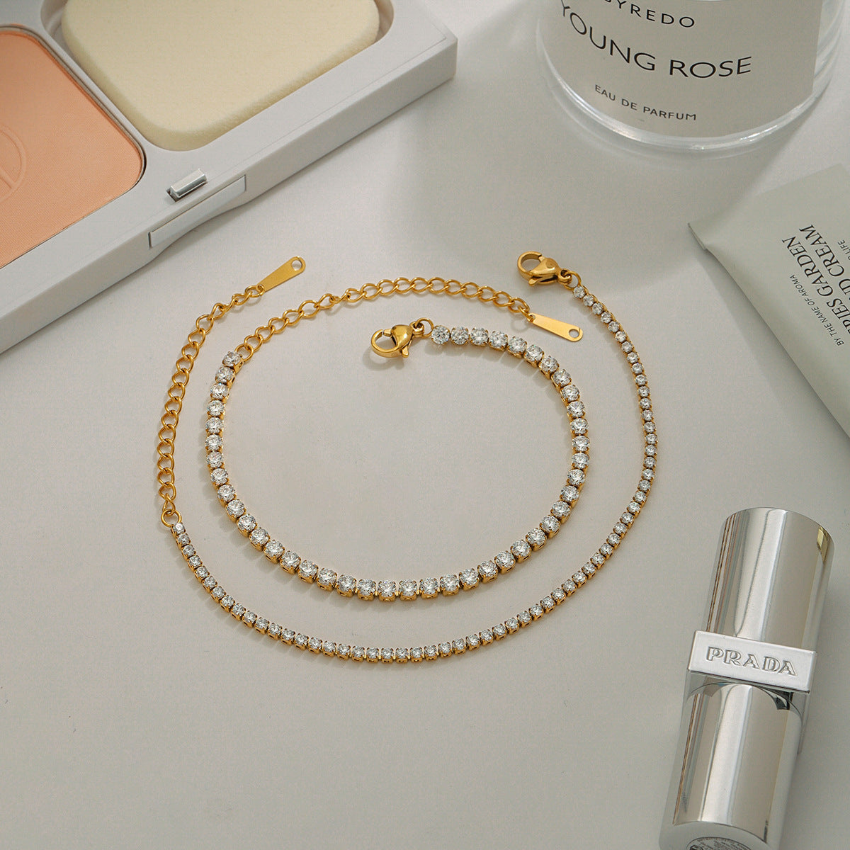 Fashion Personality Stainless Steel Zircon Stacked Bracelet