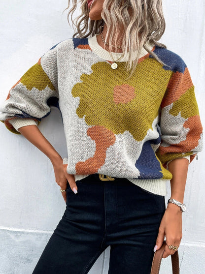 Fashionable All-match Jacquard Leisure Pullover Sweater