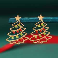 Colorful Zircon Christmas Tree Earrings