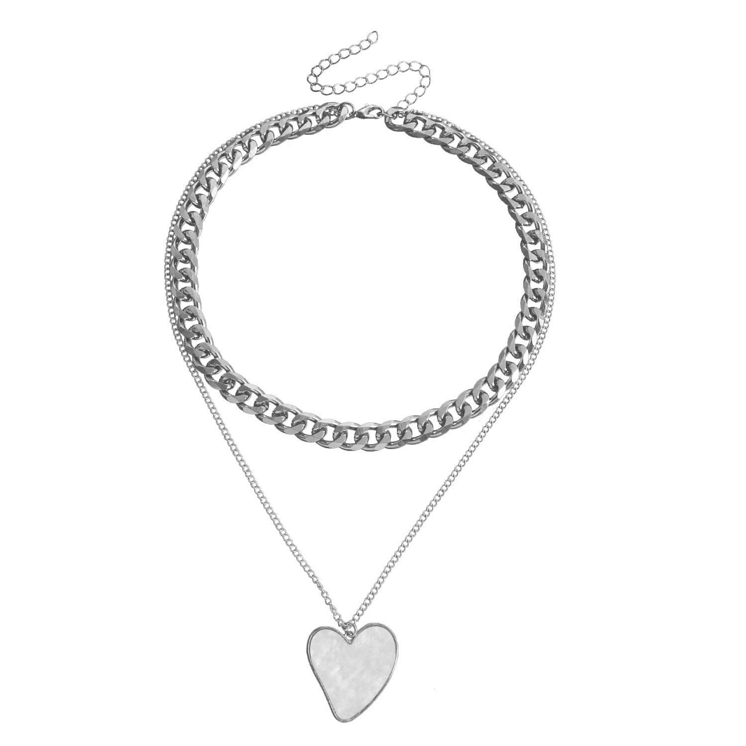 Double Layer White Shell Necklace Fashion Personality Metal