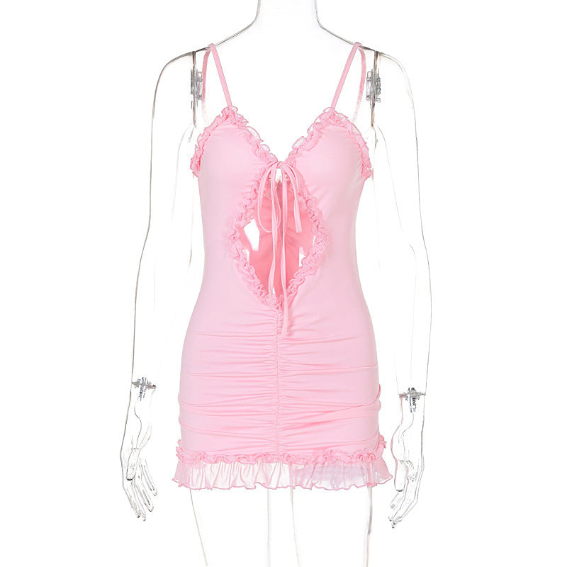 Wooden Ear Dignified Hollow Lace-up Dress