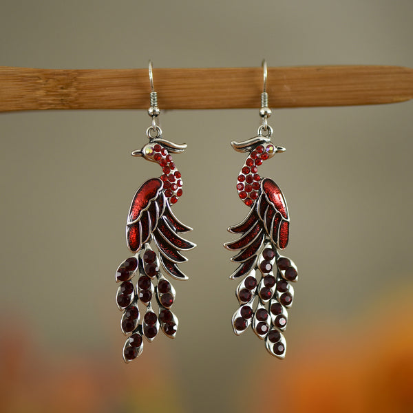 European And American Texture Peacock Earrings Retro