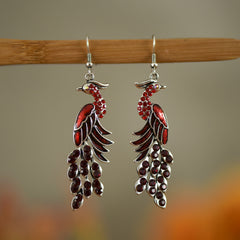 European And American Texture Peacock Earrings Retro